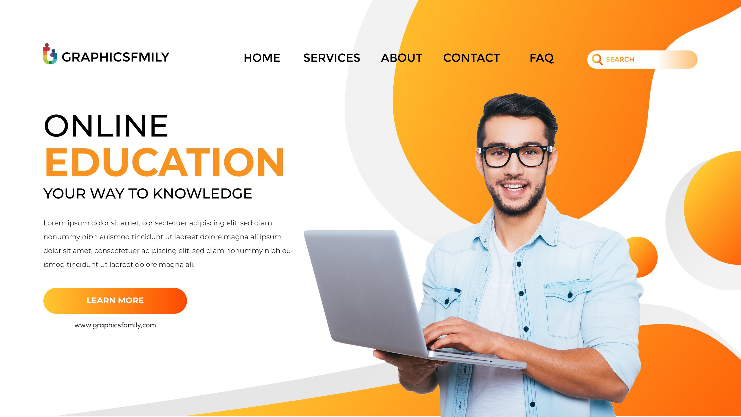 Online Education Landing Page Design Orage Version