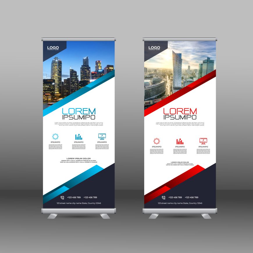 Red and Blue Elegant Business Vertical Banners