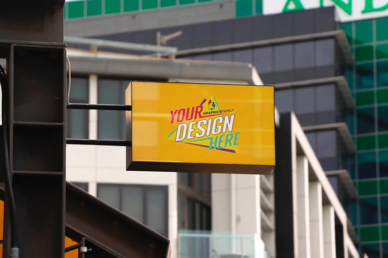 Shop Sign Board Design Mockup GraphicsFamily
