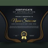 Stylish Dark Certificate Template with Golden Lines Design