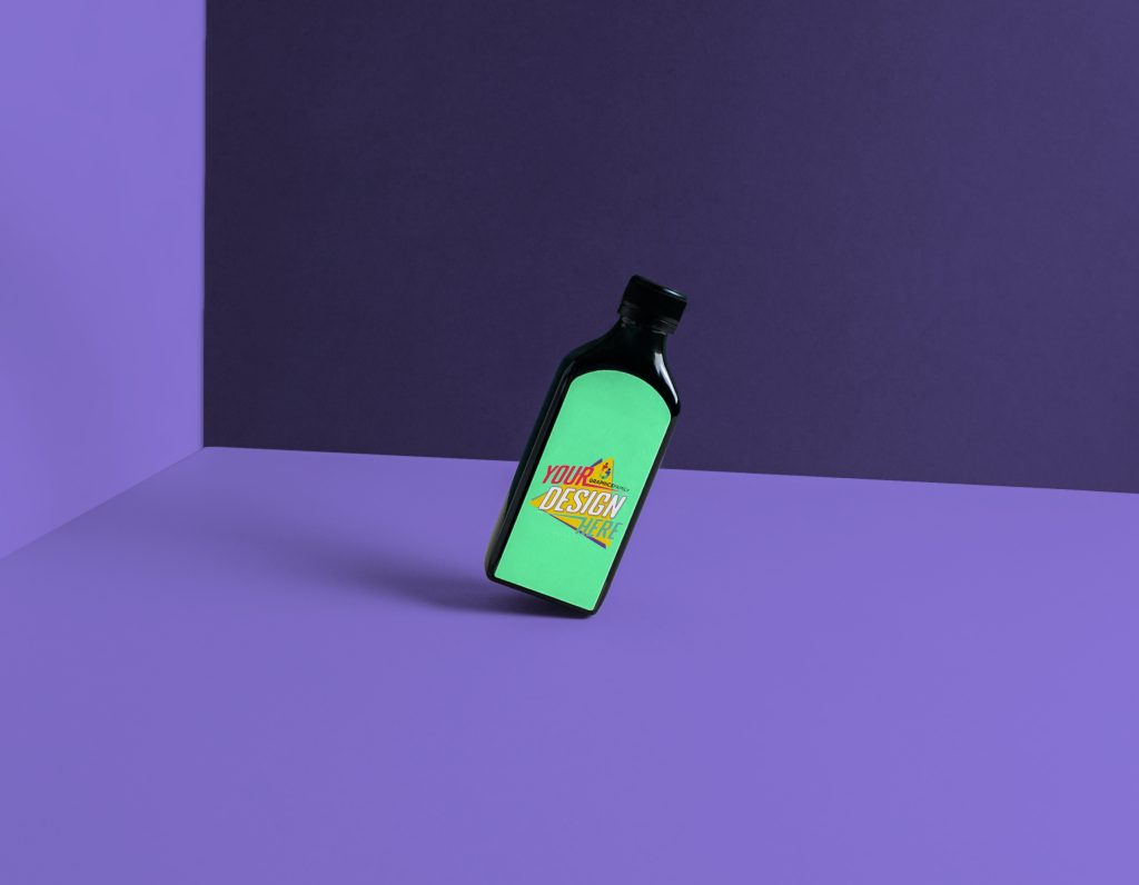 Syrup bottle Design Mockup GraphicsFamily