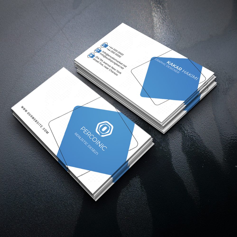 White and Blue Business Card Template
