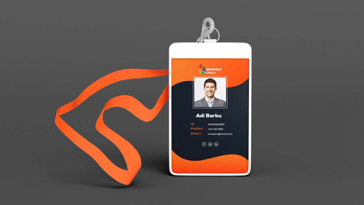Black and Orange Employee Id Card Template Design