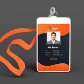 Black and Orange Employee Id Card Template Design