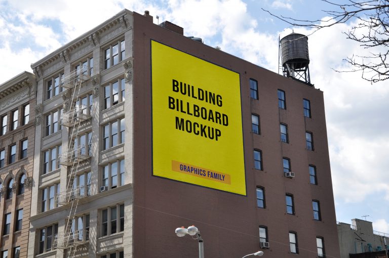 Building Wall Billboard Design Mockup GraphicsFamily