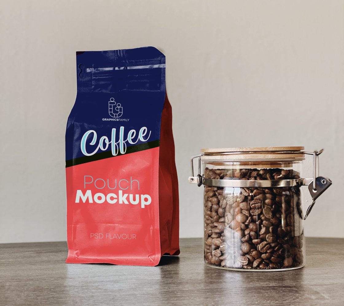 EcoFriendly Coffee Pouch Design Mockup free
