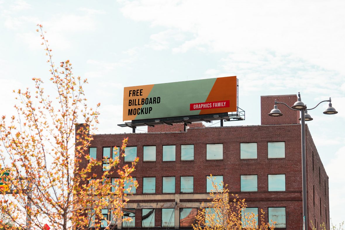 Free Billboard Design on Building Mockup free