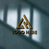 Golden 3D Logo Mockup on Black Wall