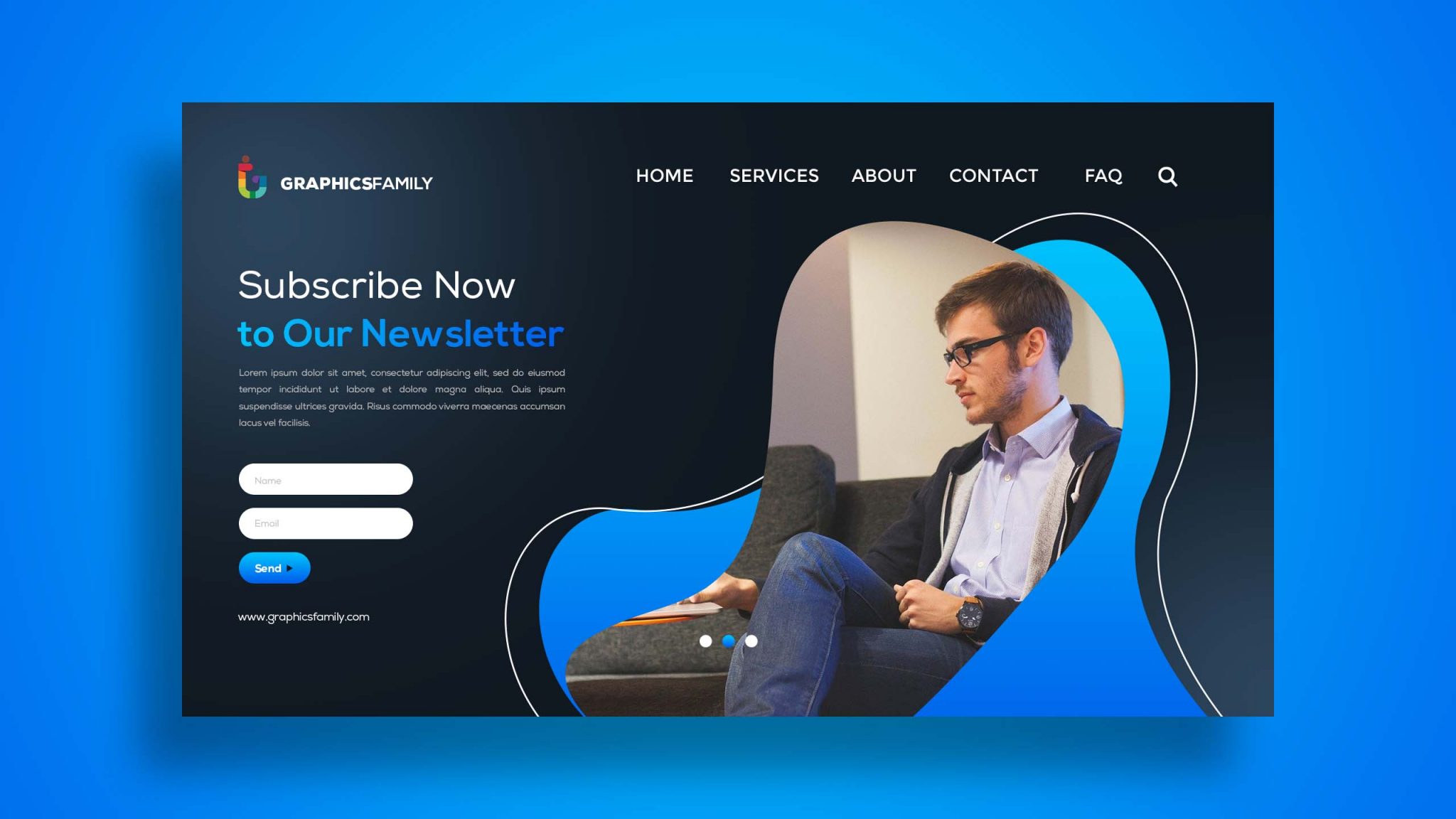 Free Modern Landing Page Template GraphicsFamily