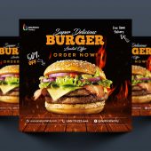 Free Social Media Advertising Post Design for Burger