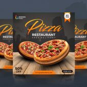 Free Social Media Advertising Post Template Design for Pizza Restaurant