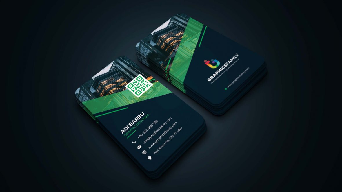 Free Vertical Business Card Template Design for Graphic Designer