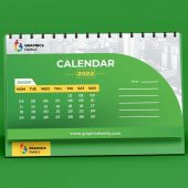 Green Desktop Calendar Template Design