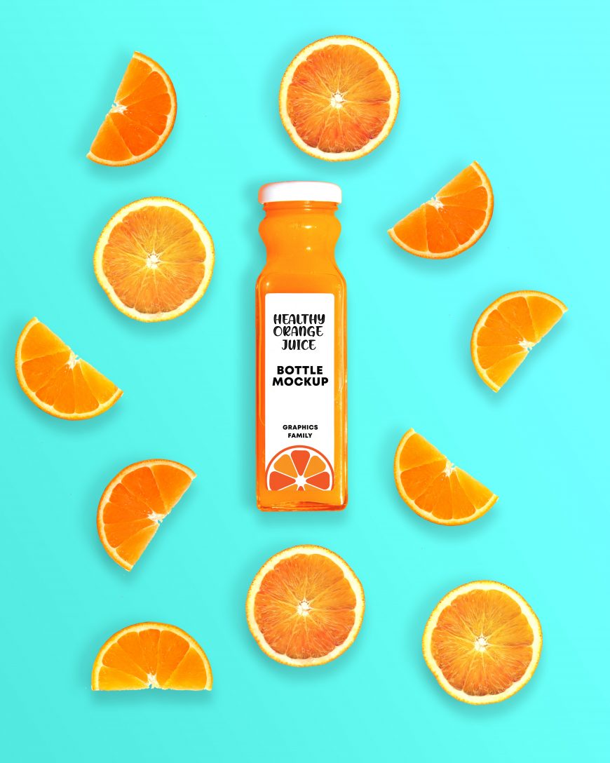 Healthy Orange Juice Bottle Mockup