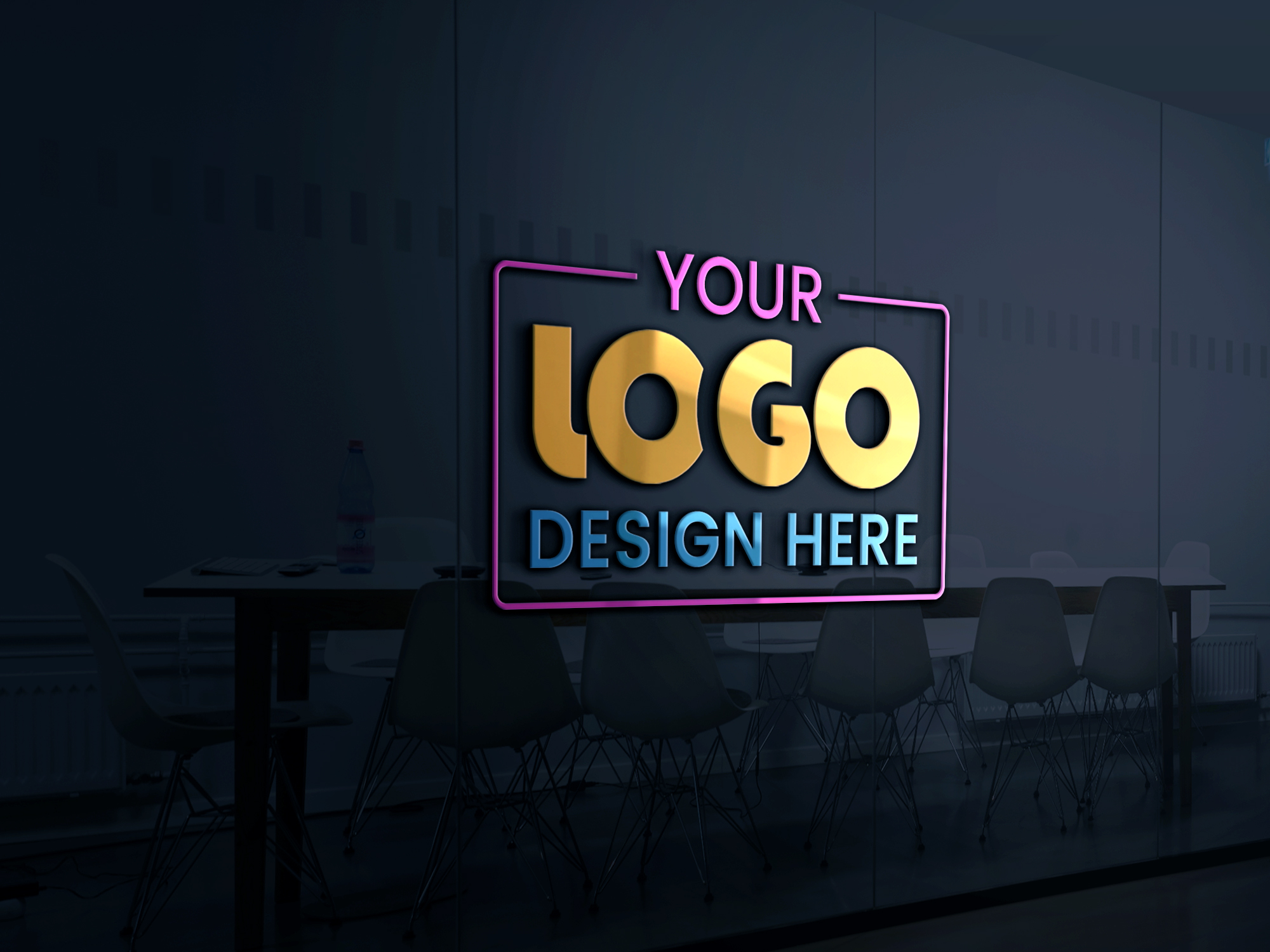 Logo Mockup on Office Glass – GraphicsFamily