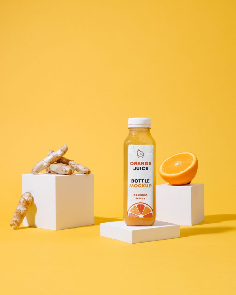 Plastic Bottle Orange Design Mockup