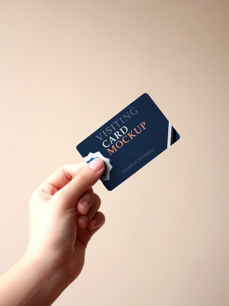 Premium Business card in hand mockup