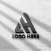 Black 3D Logo Mockup on Gray Wall