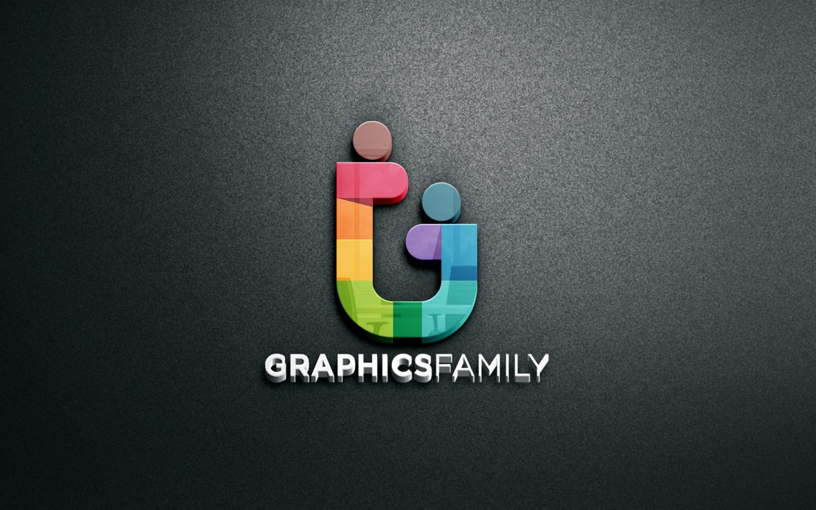 Glass 3D Logo Mockup on Black Wall – GraphicsFamily