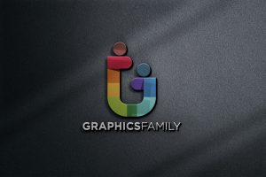 Modern 3D Logo Mockup on Black Wall – GraphicsFamily