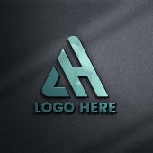 Modern 3D Logo Mockup on Black Wall