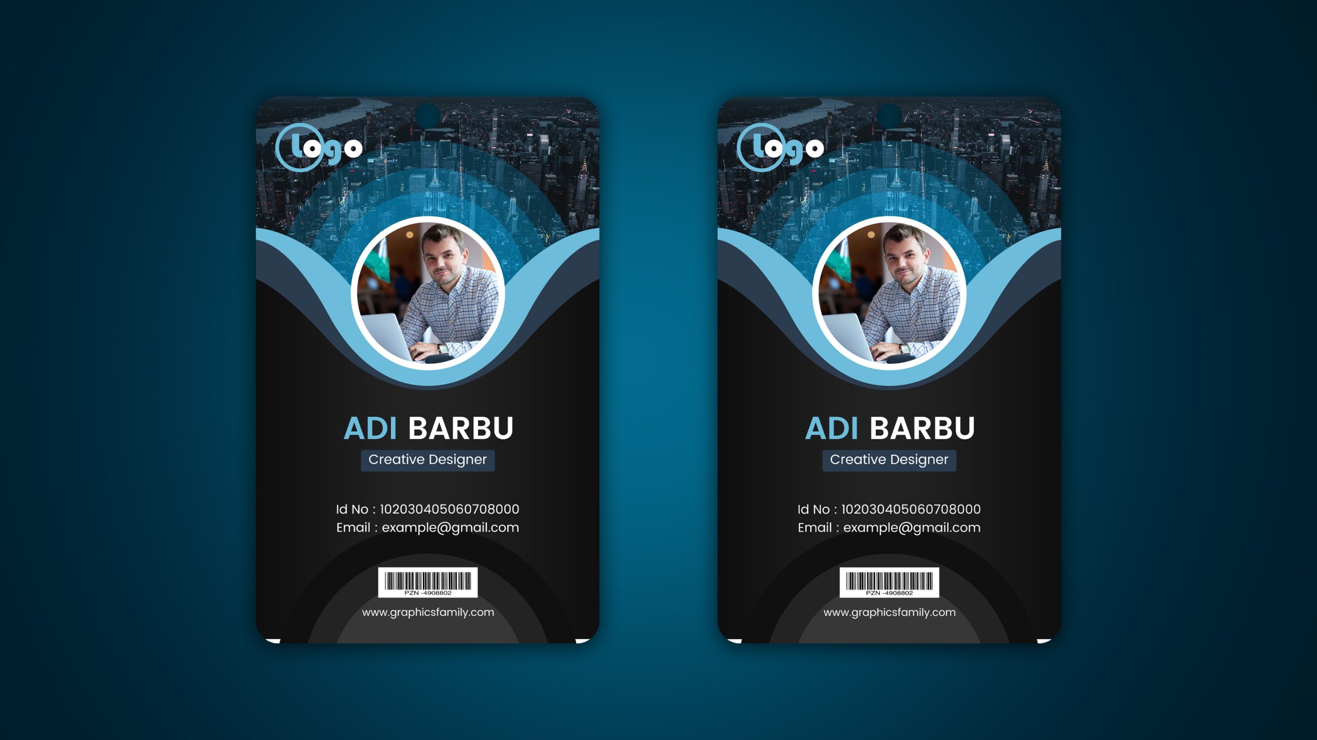 Black and Blue Id Card Design Download