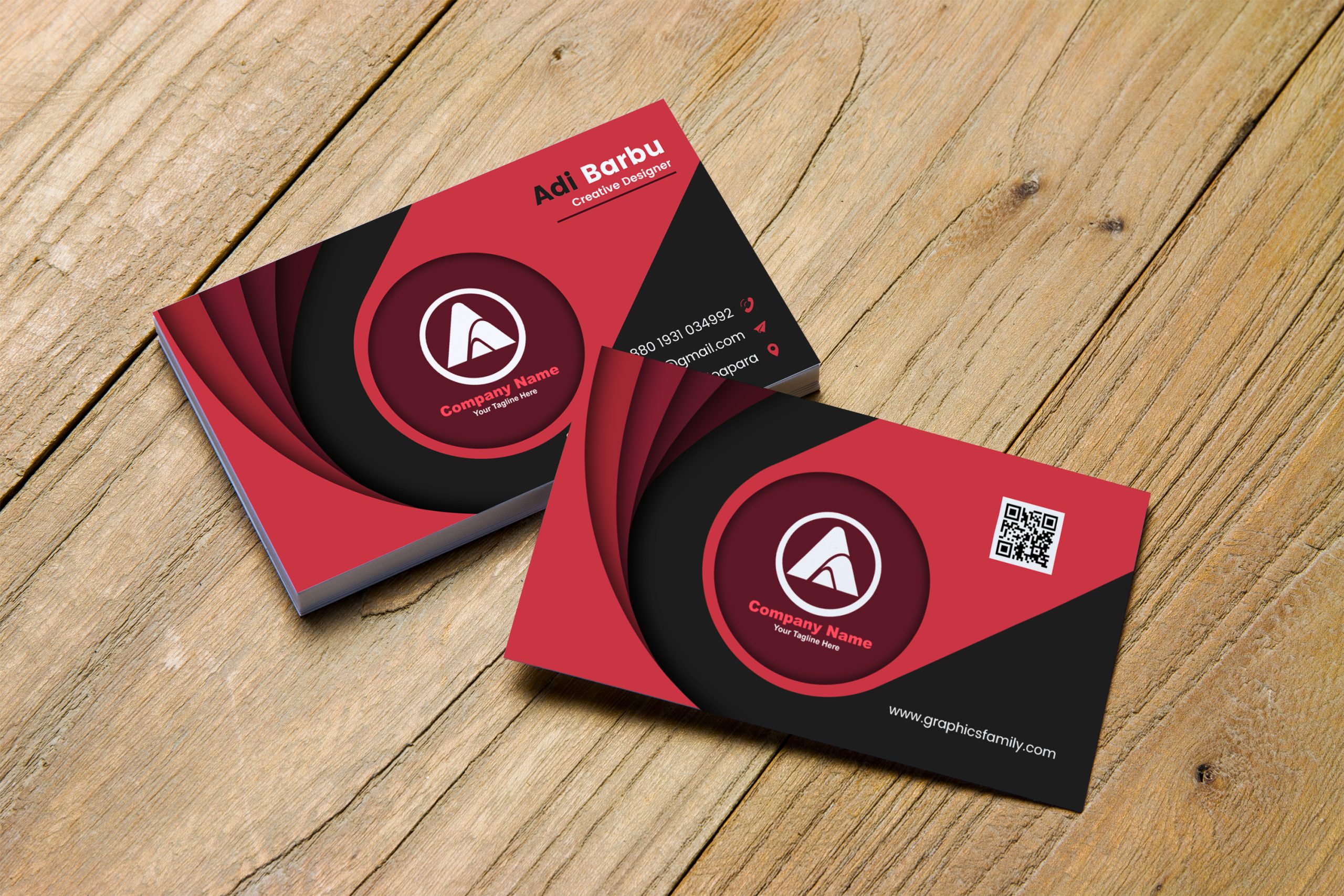 Black and Red Business Card Design Download