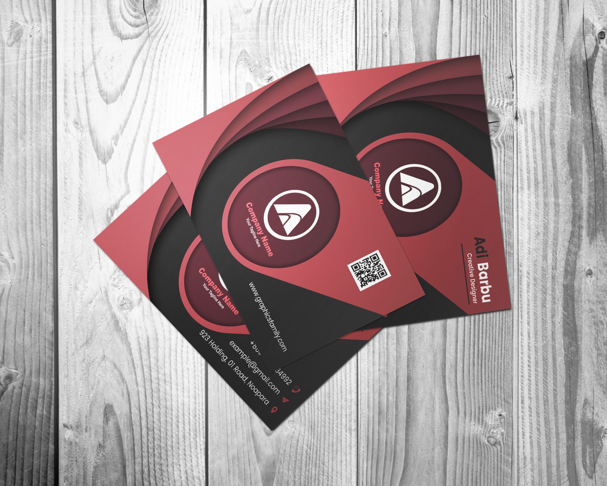 Black and Red Business Card Design Template