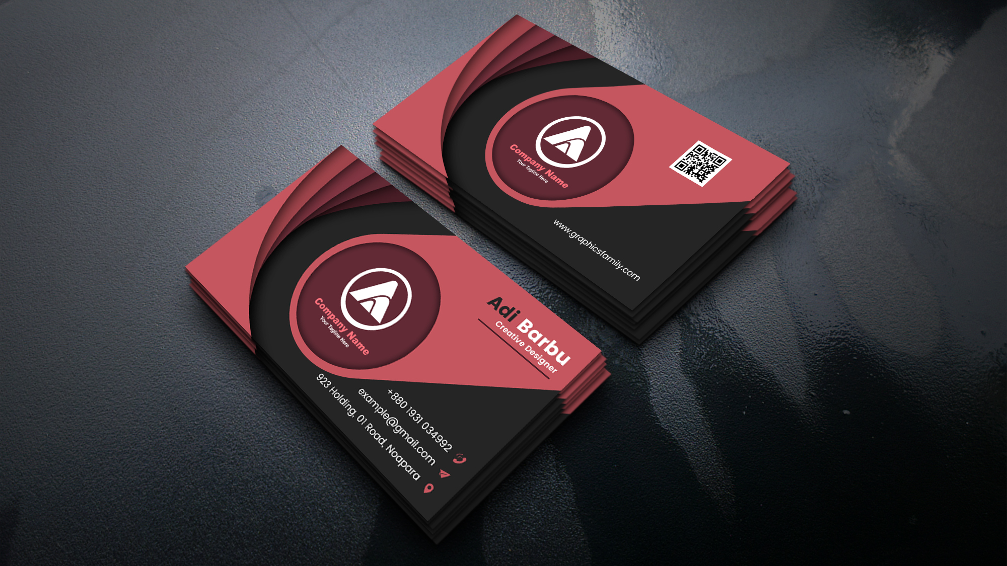 Black and Red Business Card Design