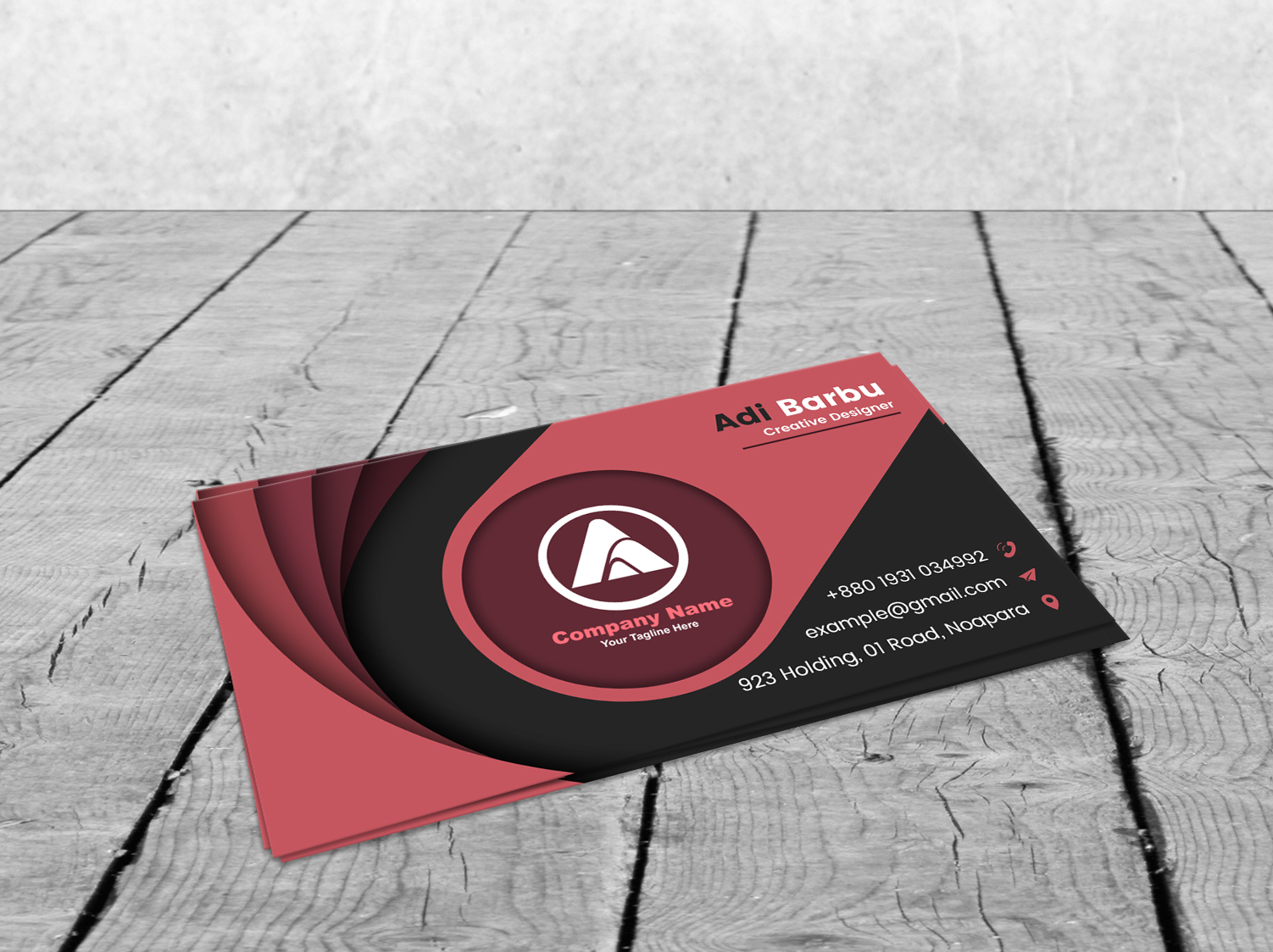 Black and Red Business Card Template