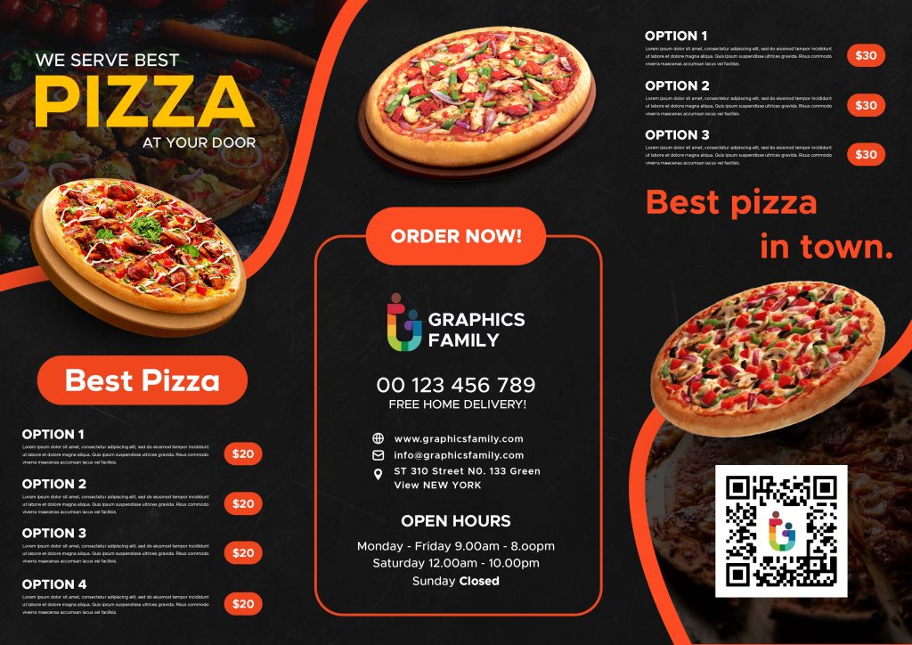 Modern Pizza Menu Design GraphicsFamily