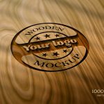 Photorealistic Lasercut Engraved Wood Logo Mockup