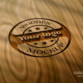 Photorealistic Laser cut Engraved Wood Logo Mockup