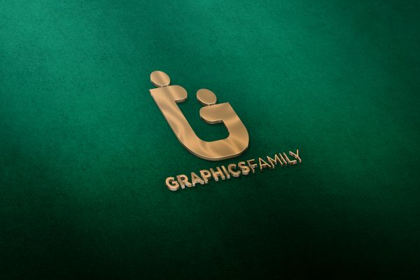 3D Golden Logo Mockup – GraphicsFamily