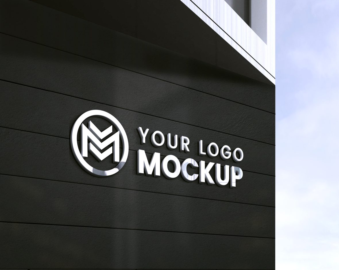3D Logo Mockup With Black Wall