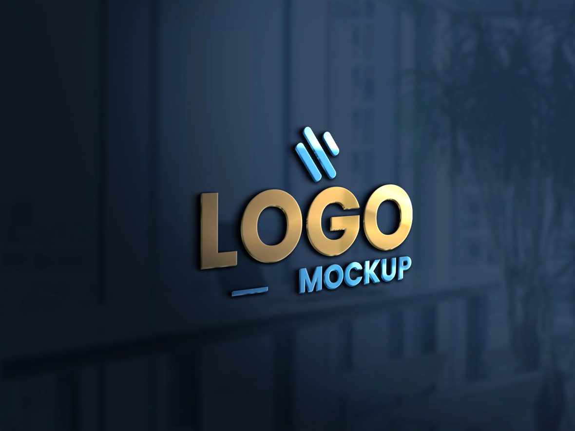 3D Logo Mockup on Glass Wall