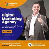 Free Blue and Yellow Social Media Banner Design for Digital Marketing Agency