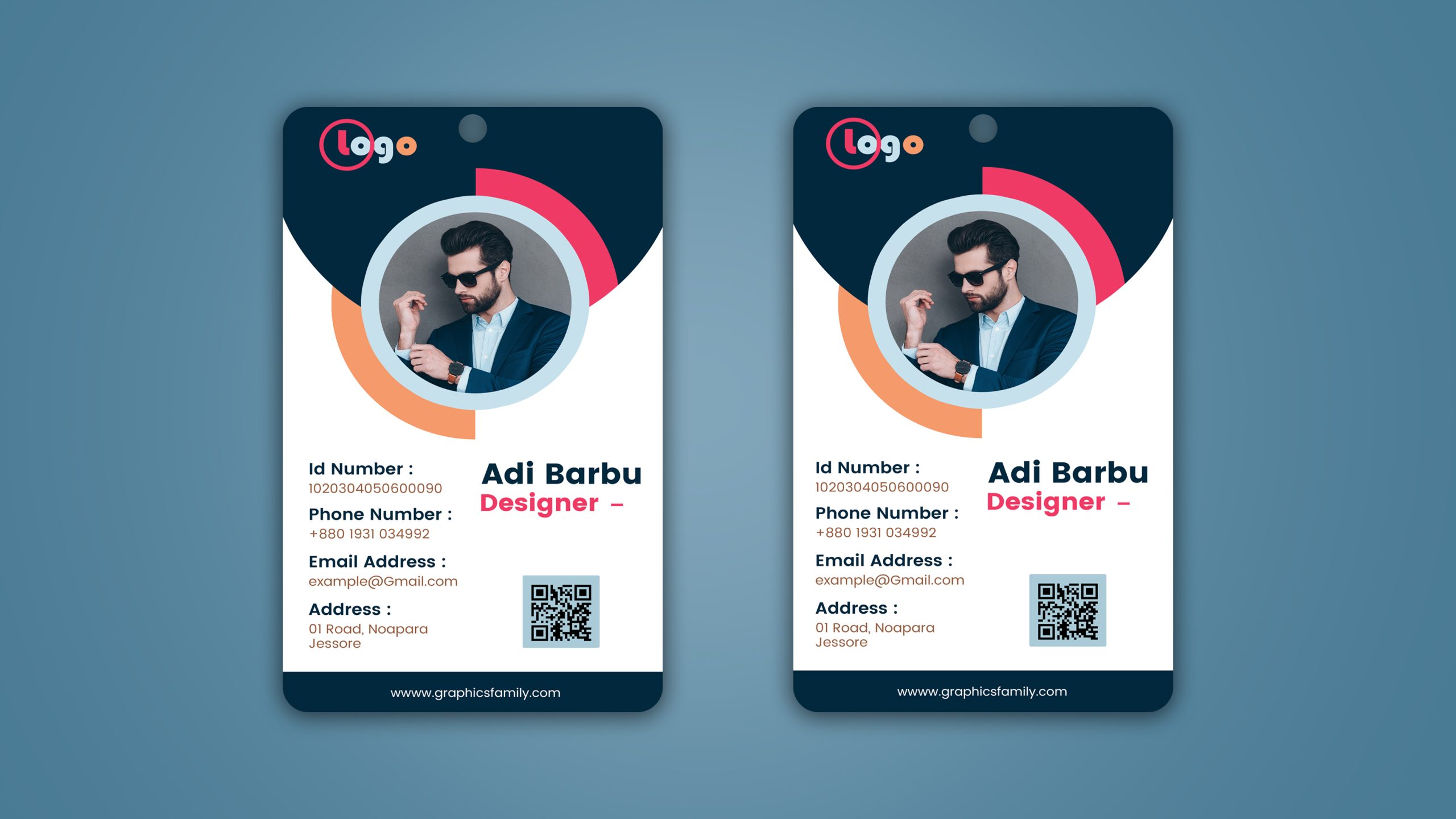 Modern White Employee Id Card Design GraphicsFamily