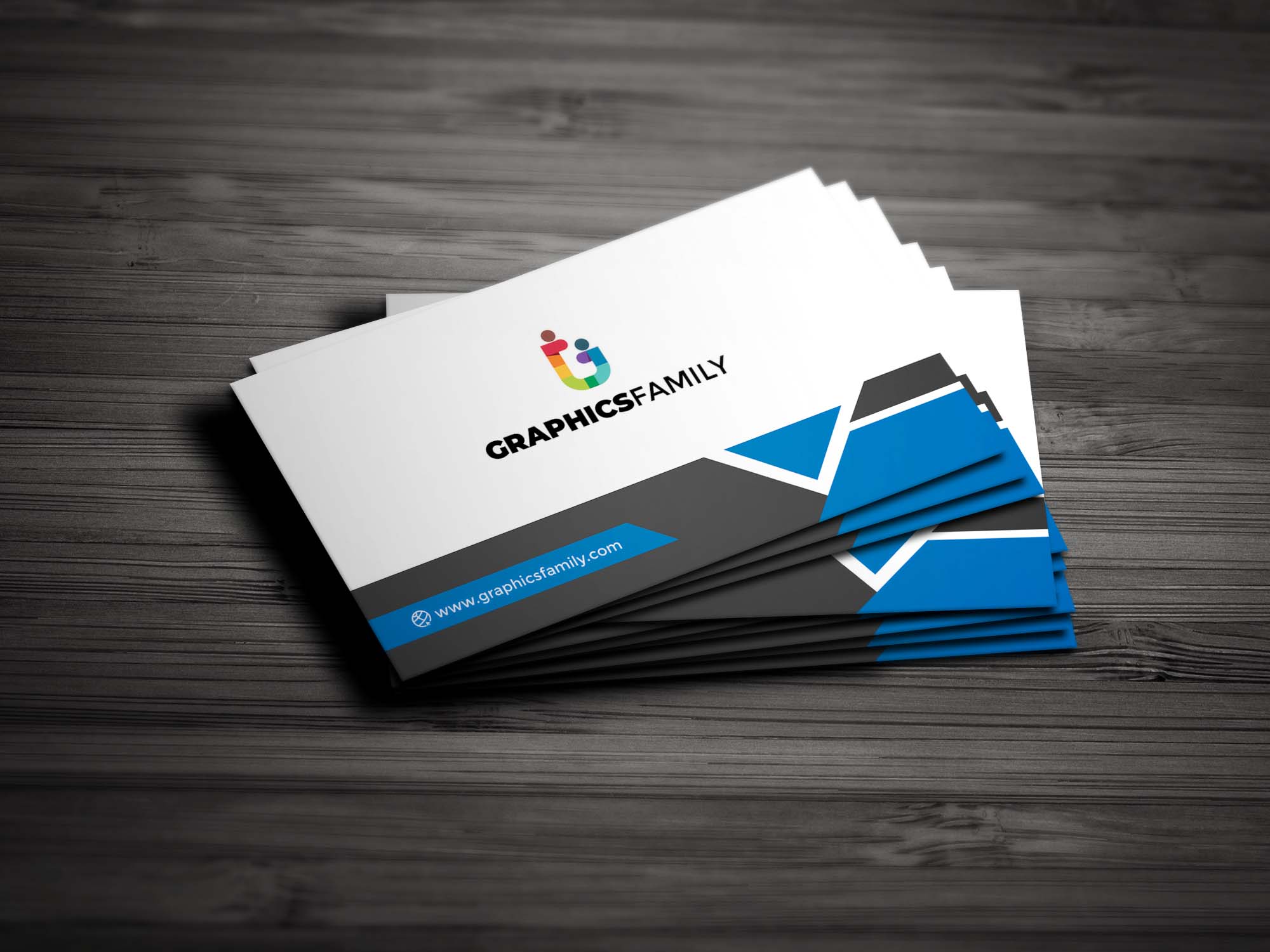 Free Download White, Gray and Blue Business Card Design Template