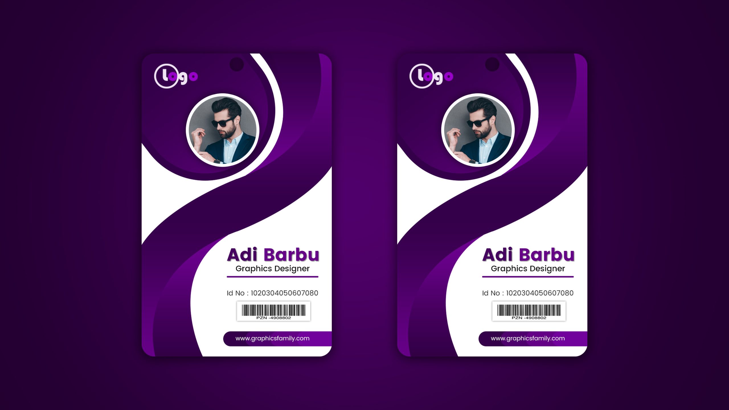 Professional Purple Id Card Design