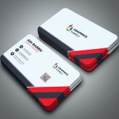 Free Simple and Modern Business Card Design Template with White and Red