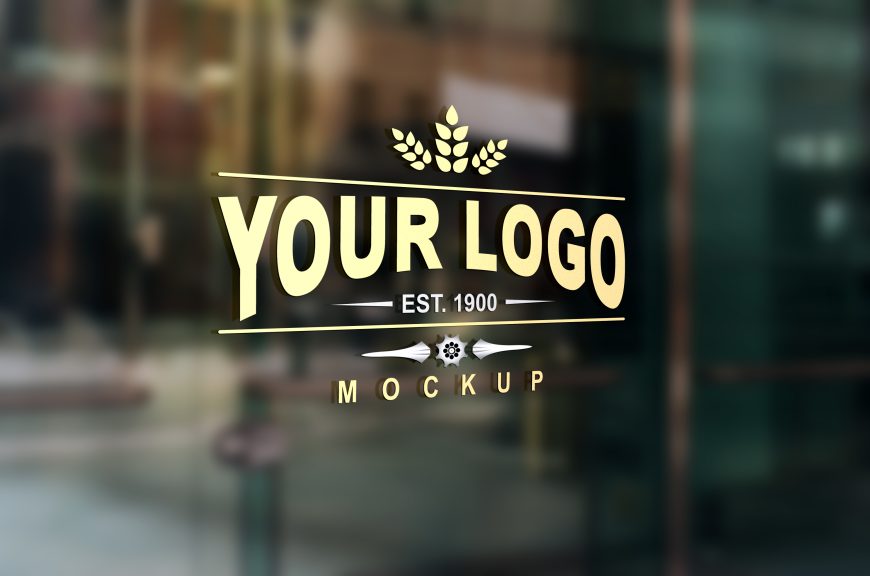 Glass Door Signage Logo Mockup