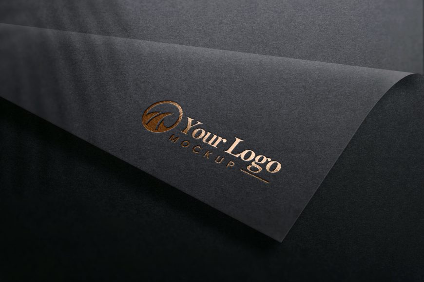 Luxury Gold Logo Mockup on Black Paper Texture