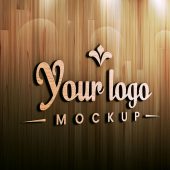 Photorealistic Wood Logo Mockup