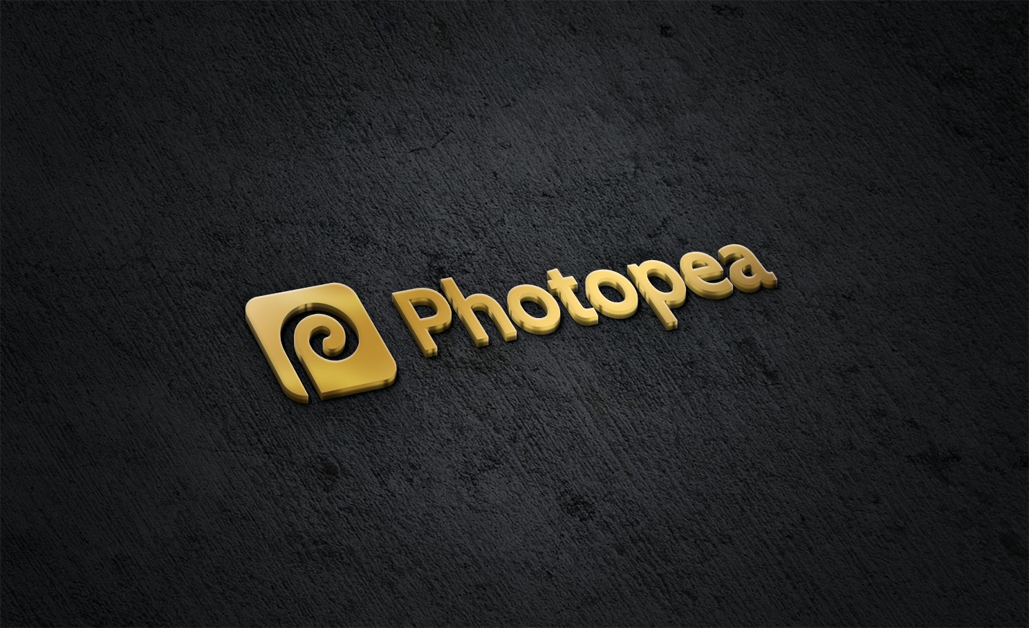 3D Golden Metal logo Mockup on Black Wall Photopea