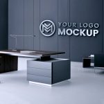 3D Logo Mockup on Office Black Wall