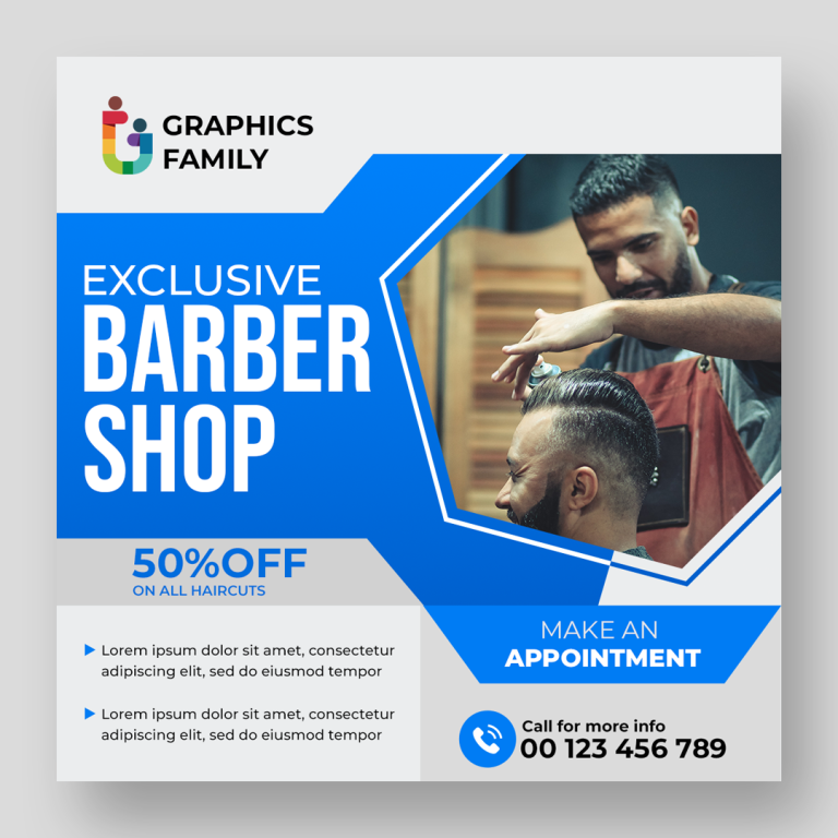 Barber Shop Instagram Post and Social Media Template – GraphicsFamily