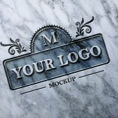 Carved Marble Stone Logo Mockup