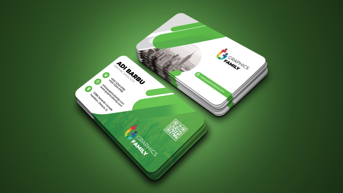 Creative Business Card Design with White and Green