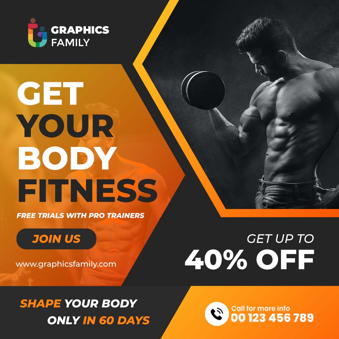 Fitness Club Promotion Social Media Template – GraphicsFamily
